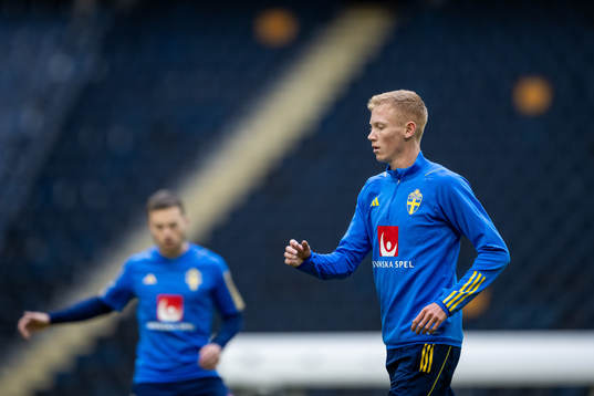 Hugo Larsson of the Swedish national football team at a
