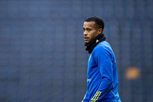 Robin Quaison of the Swedish national football team at a