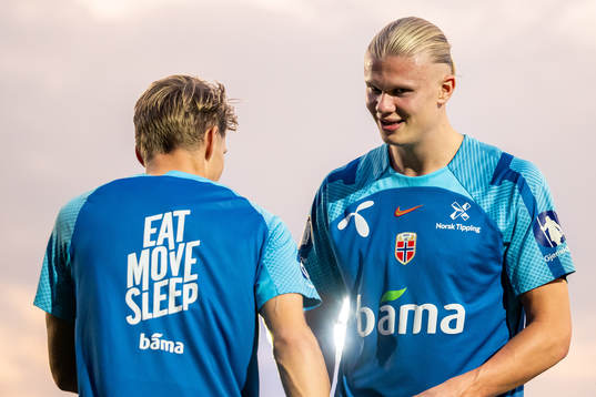 Martin Ødegaard and Erling Braut Haaland of the Norwegian