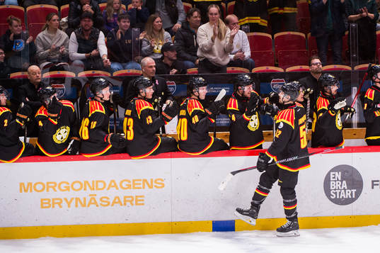Brynäs Jack Kopacka jublar med båset