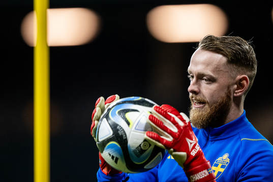 Goalkeeper Viktor Johansson of the Swedish national