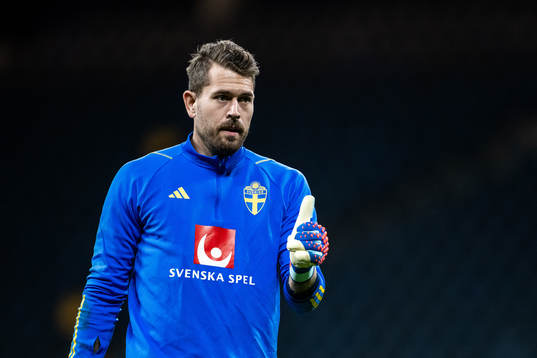 Goalkeeper Kristoffer Nordfeldt of the Swedish national