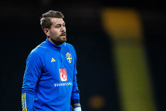 Goalkeeper Kristoffer Nordfeldt of the Swedish national