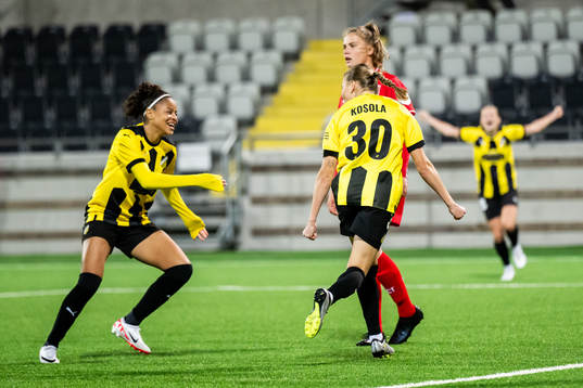 Felicia Schröder and Katariina Kosola of Häcken celebrate