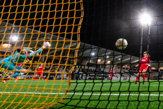 Felicia Schröder of Häcken (not pictured) scores 1-1
