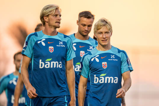 Morten Thorsby and Birger Meling of the Norwegian national