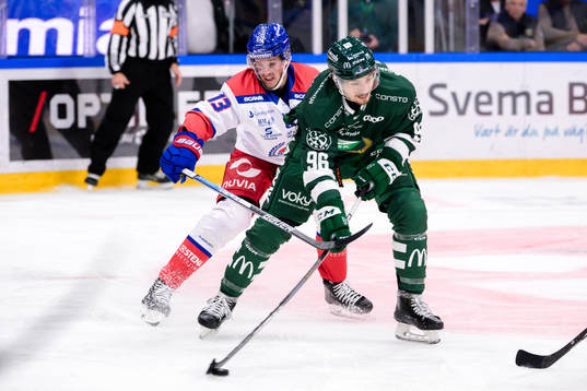 Oskarshamns Rasmus Bengtsson och Färjestads David Tomasek