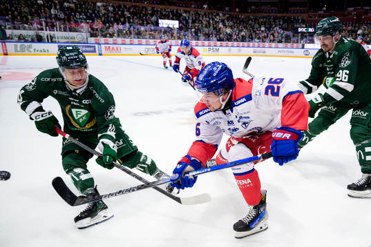 Färjestads Marcus Nilsson och Oskarshamns Lukas Pilö