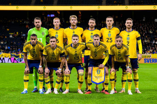 Starting eleven of Sweden, goalkeeper Kristoffer Nordfeldt,