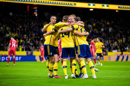 Jesper Karlsson of Sweden celebrating 1-0