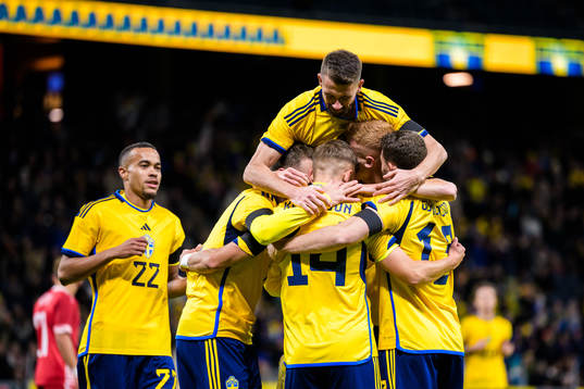 Jesper Karlsson of Sweden celebrating 1-0