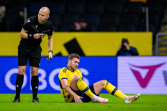 Gabriel Gudmundsson of Sweden in pain