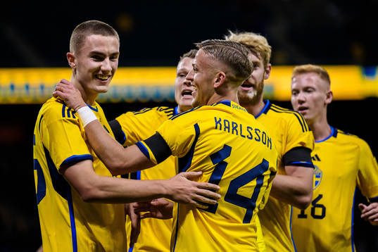 Gustaf Lagerbielke and Jesper Karlsson of Sweden celebrate