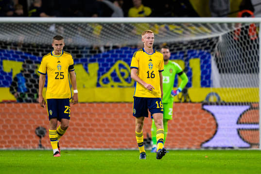 Hugo Larsson of Sweden looks dejected