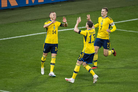 Jesper Karlsson of Sweden celebrating 1-0