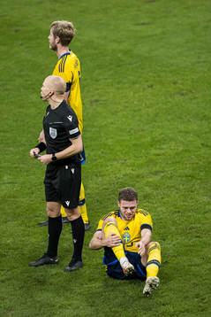 Gabriel Gudmundsson of Sweden in pain