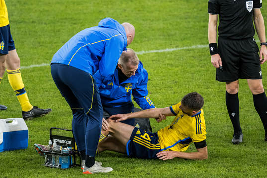 Marcus Rohdén of Sweden in pain