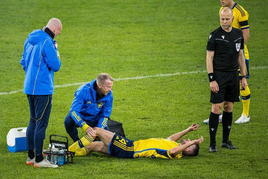 Marcus Rohdén of Sweden in pain