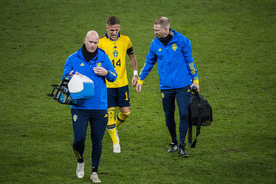 Jesper Karlsson of Sweden leaves the pitch