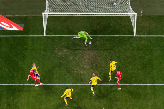 Ion Nicolaescu of Moldova scores the 2-1 goal behind