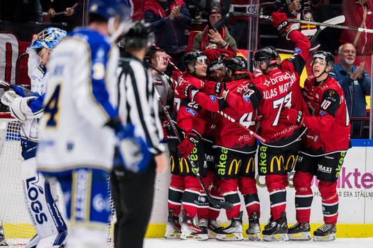 Malmö Redhawks spelare jublar
