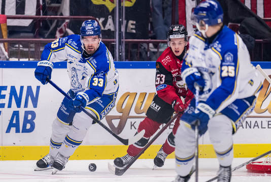 Leksands Eddie Larsson och Malmö Redhawks Albert Sjöberg