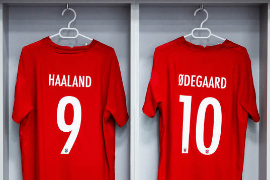 The kits of Erling Braut Haaland and Martin Ødegaard of