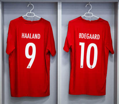 The kits of Erling Braut Haaland and Martin Ødegaard of