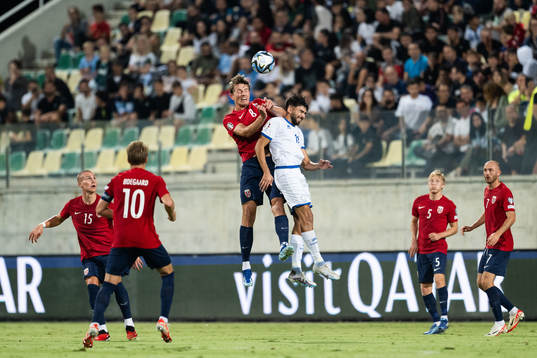 Sander Berge of Norway and Andronikos Kakoulli of Cyprus
