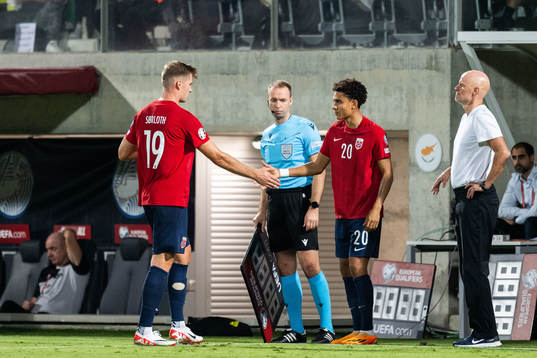 Alexander Sørloth and Antonio Nusa of Norway