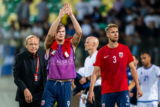 Erling Braut Haaland and Kristoffer Ajer of Norway