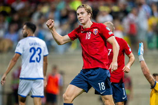 Kristian Thorstvedt of Norway celebrates