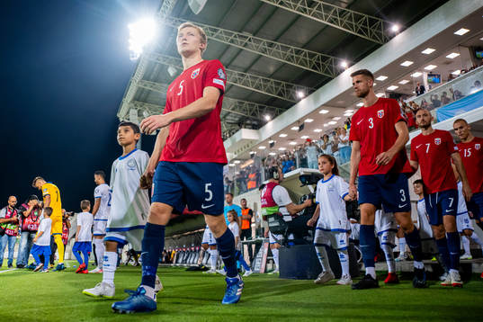 Birger Meling of Norway enters the pitch