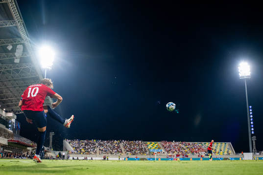 Martin Ødegaard of Norway takes a corner kick