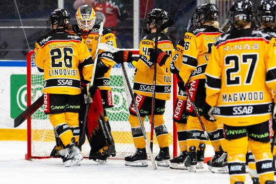 Luleås målvakt Sara Grahn jublar med lagkamrater