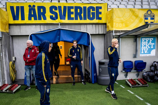 Goalkeeper David Celic and Otto Rosengren of Sweden