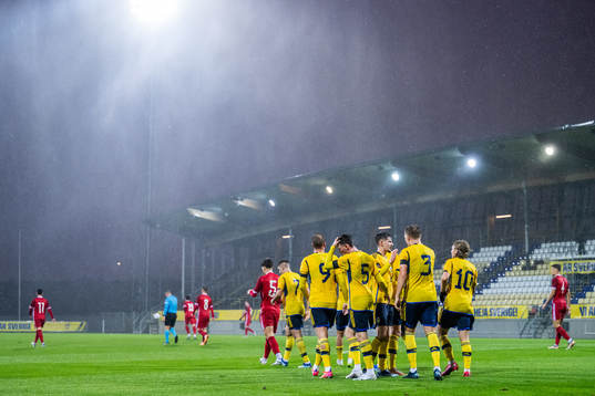 Williot Swedberg of Sweden celebrates with team mates
