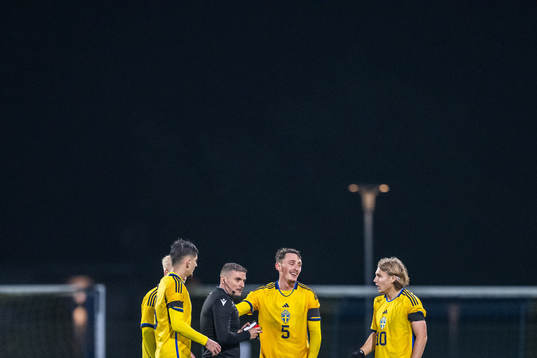 Referee Trustin Farrugia Cann and Noah Persson of Sweden