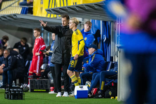 Head coach Daniel Bäckström and Lucas Bergvall of Sweden