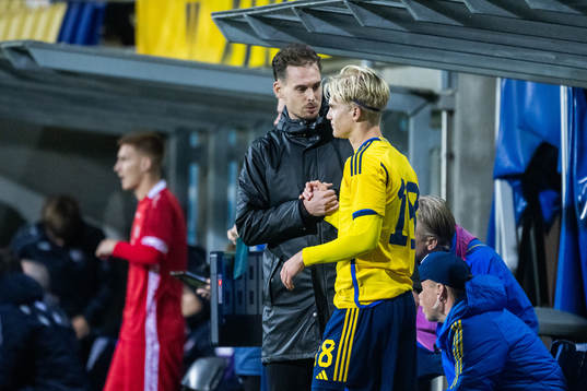 Head coach Daniel Bäckström and Lucas Bergvall of Sweden