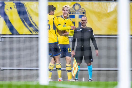 Ahmed Qasem and Lucas Bergvall of Sweden celebrate