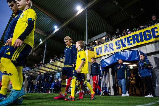 Sebastian Nanasi of Sweden enters the pitch