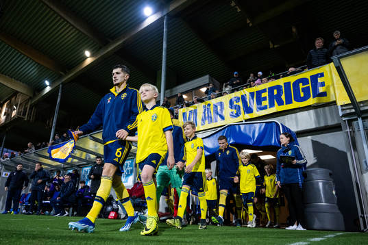 Armin Gigovic of Sweden enters the pitch