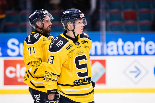 Södertäljes Dominic Turgeon och Julius Bergman deppar