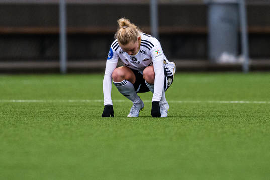 Emilie Marie Joramo of Rosenborg looks dejected