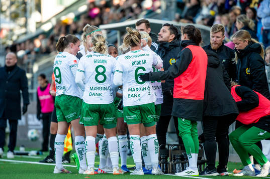 Hammarbys tränare Pablo Pinones-Arce med spelarna