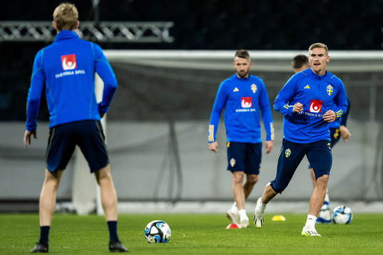 Carl Starfelt of the Swedish football national team at a