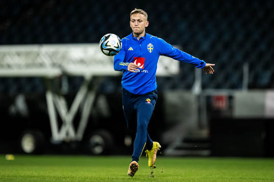 Jesper Karlsson of the Swedish football national team at a