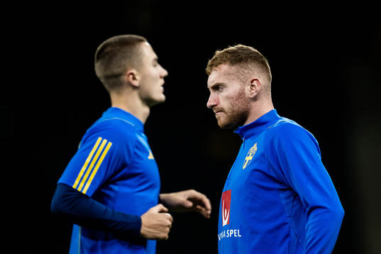 Gustaf Lagerbielke and Dejan Kulusevski of the Swedish