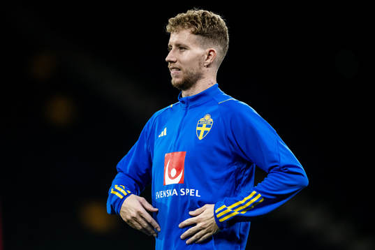 Samuel Gustafson of the Swedish football national team at a